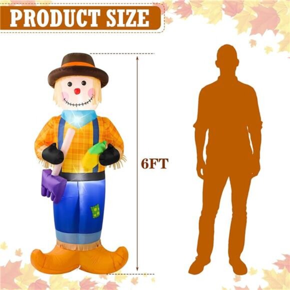 Jenaai 2 Pcs 6 Feet Fall Thanksgiving Harvest Inflatable Scarecrow Fall Harvest - Picture 2 of 7